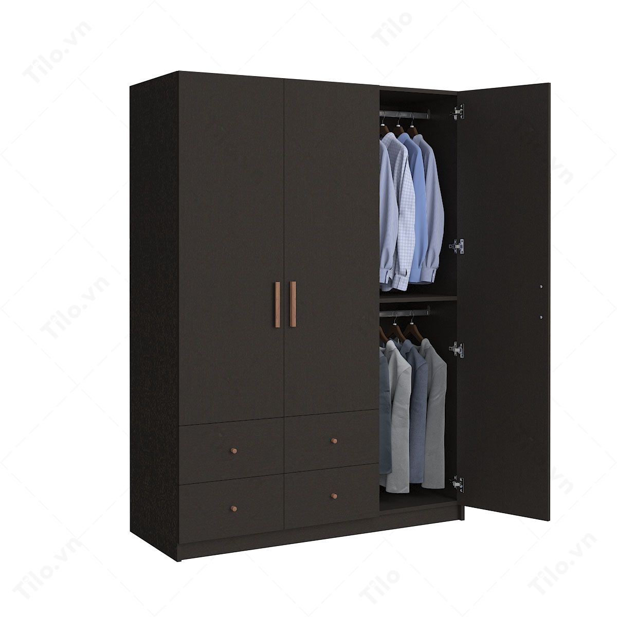 Mẫu tủ quần áo 3 tầng 3 cánh phong cách tối giản